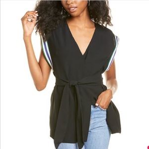 NWT Sandro Sabra V Neck Belted Blouse